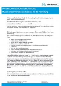 Datenschutz-Grundverordnung: Muster eines Informationsschreibens für die Vermietung