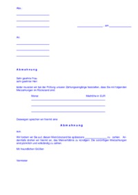 Abmahnung Mietrückstand